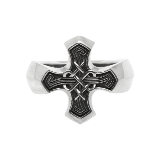 Irish Viking Celtic Cross Sterling Silver Ring