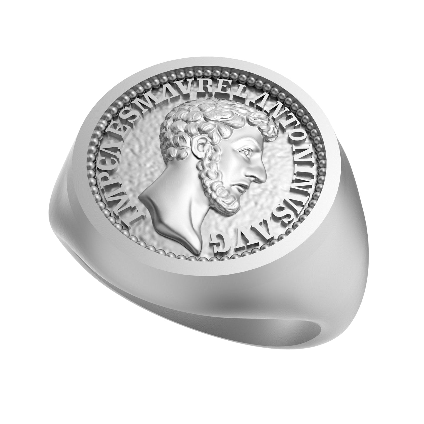 Marcus Aurelius stoischer theologischer Ring, christlicher Ring, Sterlingsilber-Siegel mit runder Oberseite