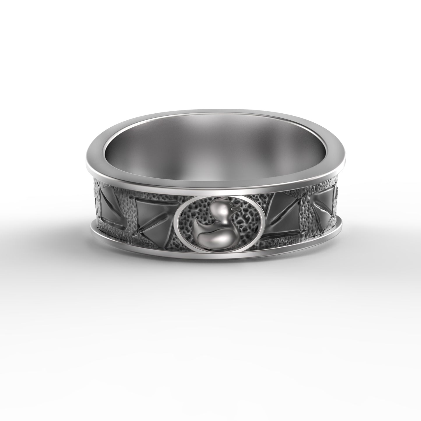 Anillo de plata de ley con un adorable patito: una joya de patito de goma para niños y adultos.