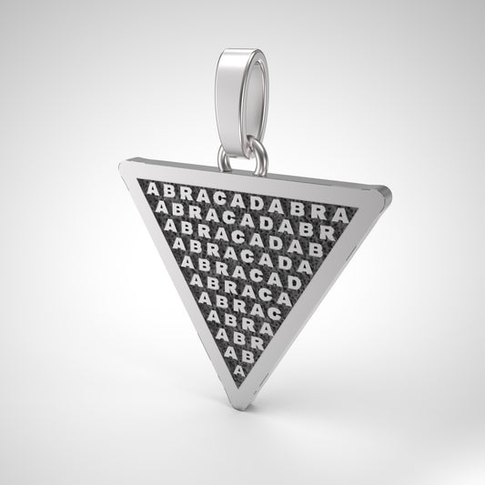 Abracadabra Magic Pendant – A Sterling Silver Occult Talisman for Protection & Power
Channel ancient wisdom and protective magic with this handmade sterling silver pendant, featuring the iconic Abracadabra triangle. For centuries, mystics and healers used this symbol as a talisman necklace to ward off illness and evil, believing in the power of letters to diminish negativity.
This occult pendant is deeply engraved by hand, oxidized for rich contrast, and polished to highlight the sacred geometry. Whet