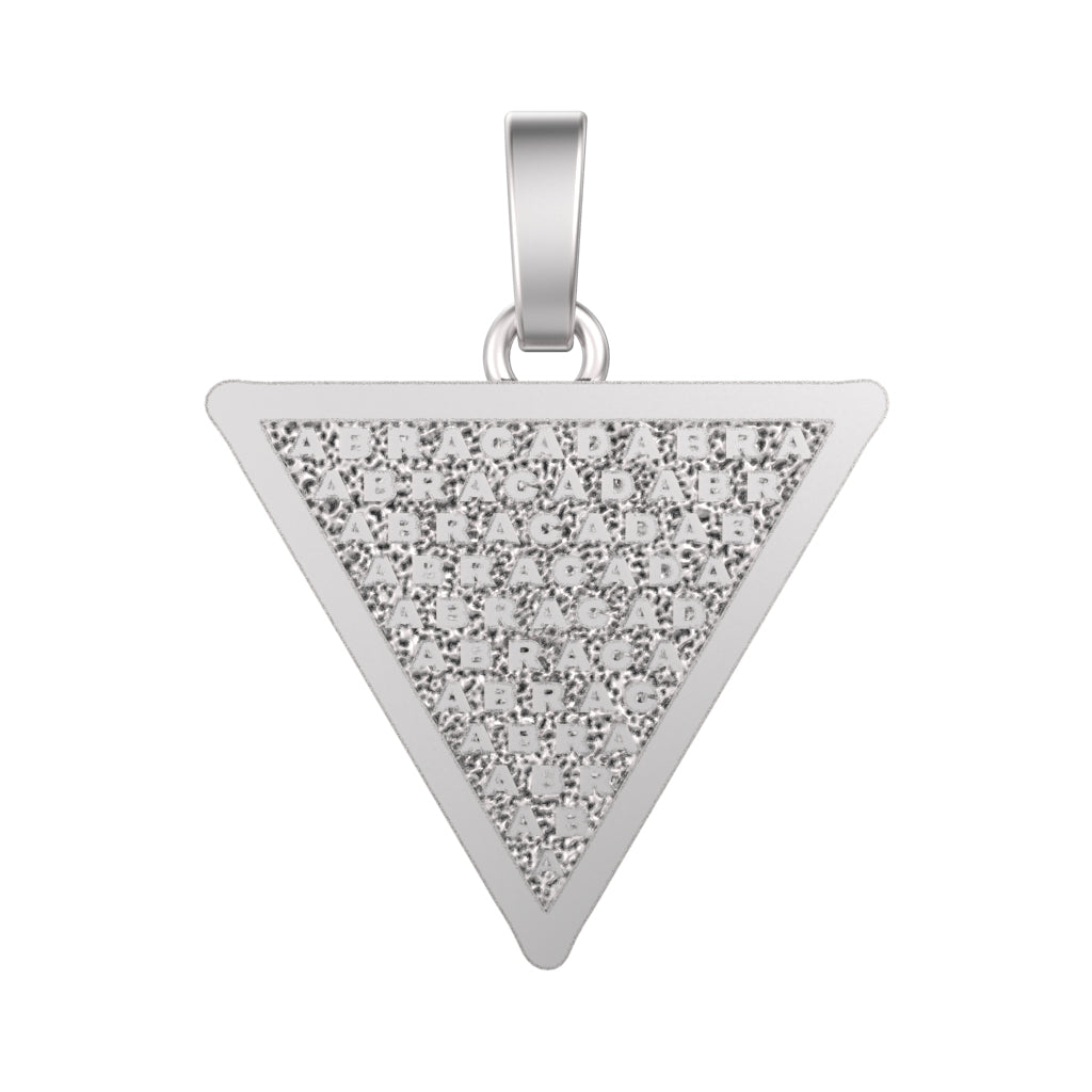 Abracadabra Magic Pendant – A Sterling Silver Occult Talisman for Protection & Power
Channel ancient wisdom and protective magic with this handmade sterling silver pendant, featuring the iconic Abracadabra triangle. For centuries, mystics and healers used this symbol as a talisman necklace to ward off illness and evil, believing in the power of letters to diminish negativity.
This occult pendant is deeply engraved by hand, oxidized for rich contrast, and polished to highlight the sacred geometry. Whet