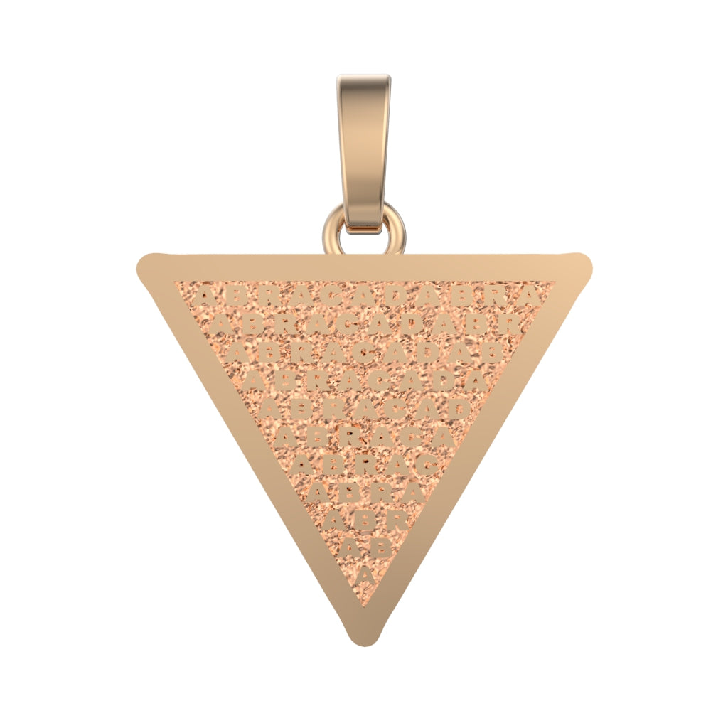 Abracadabra Magic Pendant – A Sterling Silver Occult Talisman for Protection & Power
Channel ancient wisdom and protective magic with this handmade sterling silver pendant, featuring the iconic Abracadabra triangle. For centuries, mystics and healers used this symbol as a talisman necklace to ward off illness and evil, believing in the power of letters to diminish negativity.
This occult pendant is deeply engraved by hand, oxidized for rich contrast, and polished to highlight the sacred geometry. Whet