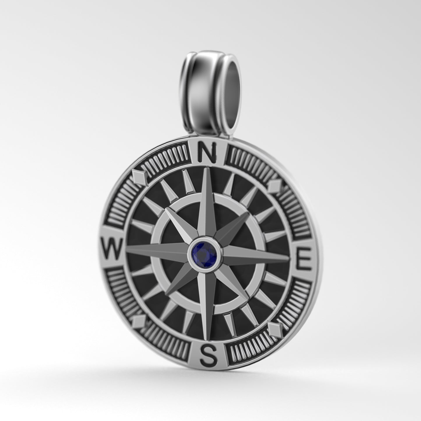 Wind Rose Sailor's Compass Amulet, Stelring Silver Pendant by INDIGO JEWELRY
