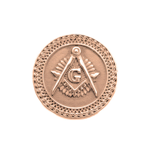 Masonic Great G Pendant – 14k Rose Gold Medal with Compass and Square