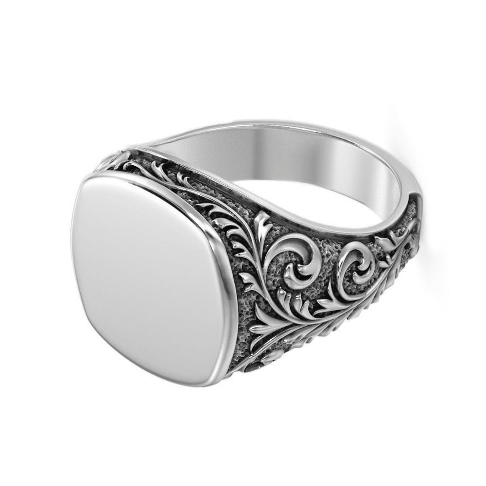 Ornate Vintage Style Engraving Ring, Customizable Blank Face Ring for Men, Baroque Pattern Jewelry
◆ This sterling silver signet ring features a blank face, perfect for custom engraving or initials. Its vintage baroque design and ornate scrollwork make it a timeless men’s silver ring. A bold and customizable signet — ideal as a classic gift for him, heirloom, or statement piece.