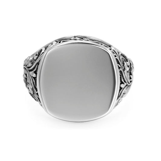 Ornate Vintage Style Engraving Ring, Customizable Blank Face Ring for Men, Baroque Pattern Jewelry
◆ This sterling silver signet ring features a blank face, perfect for custom engraving or initials. Its vintage baroque design and ornate scrollwork make it a timeless men’s silver ring. A bold and customizable signet — ideal as a classic gift for him, heirloom, or statement piece.