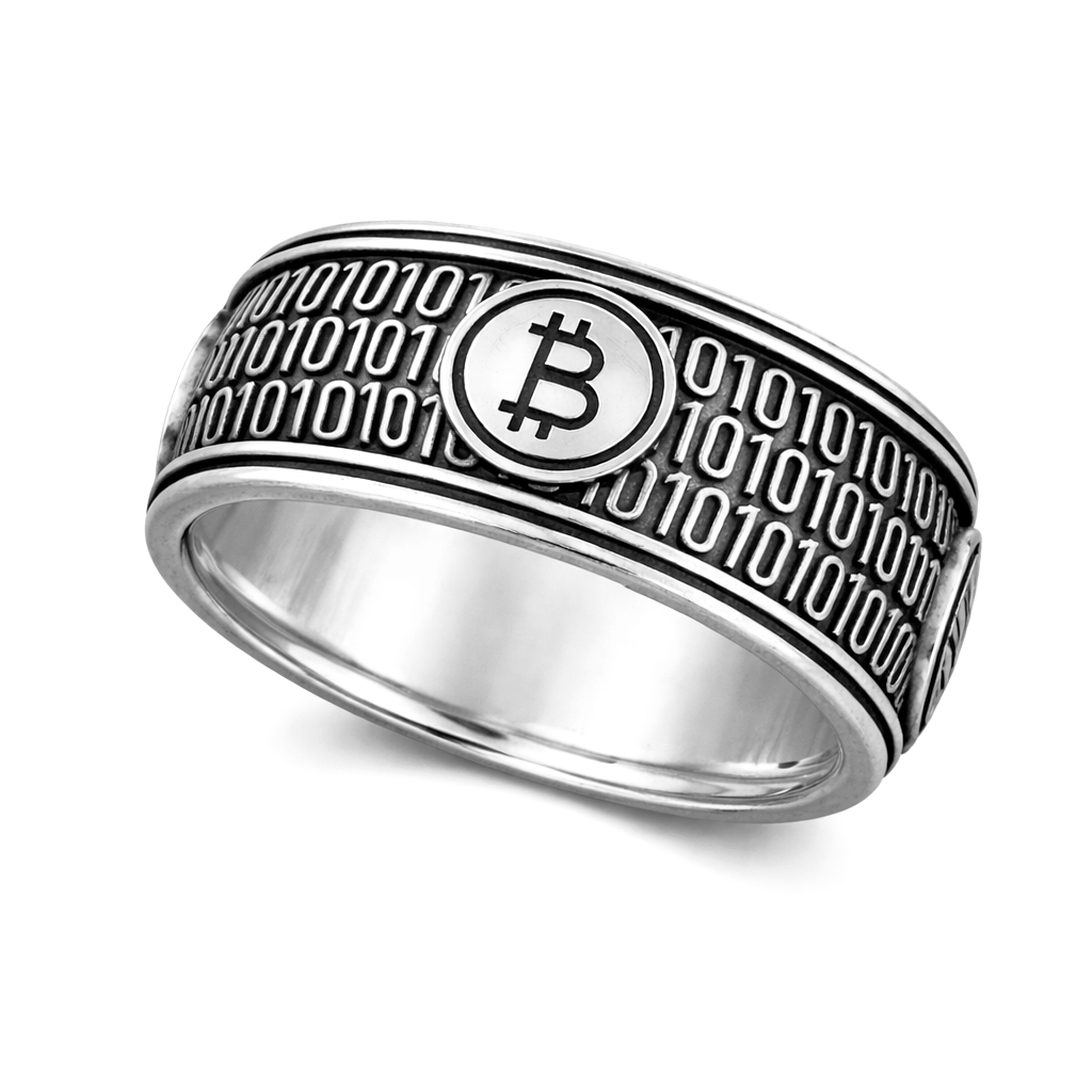 Crypto Bitcoin Blockchain Binary Code Blackened Sterling Silver Ring –  INDIGO jewelry
