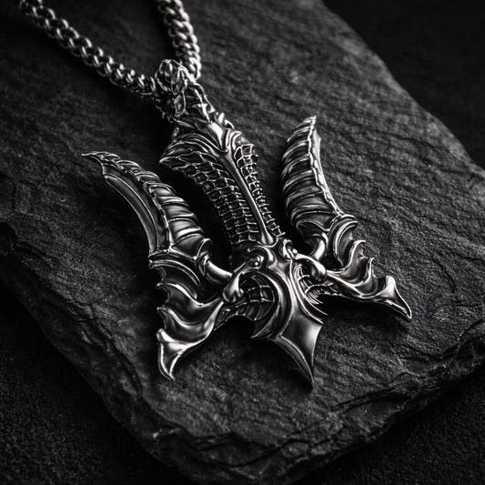 gothic-trident-pendant-ukrainian-tryzub-sterling-silver-dark-alternative-jewelry-mens-gothic-pendant-handmade-silver-pendant-dark-style-biker-goth-fantasy-metal-jewelry-unisex-statement-pendant-artisan-silver-jewelry-gothic-symbol-trident-necklace-without-chain-indie-brand-indigo-jewelry-handcrafted-925-silver-dark-aesthetic