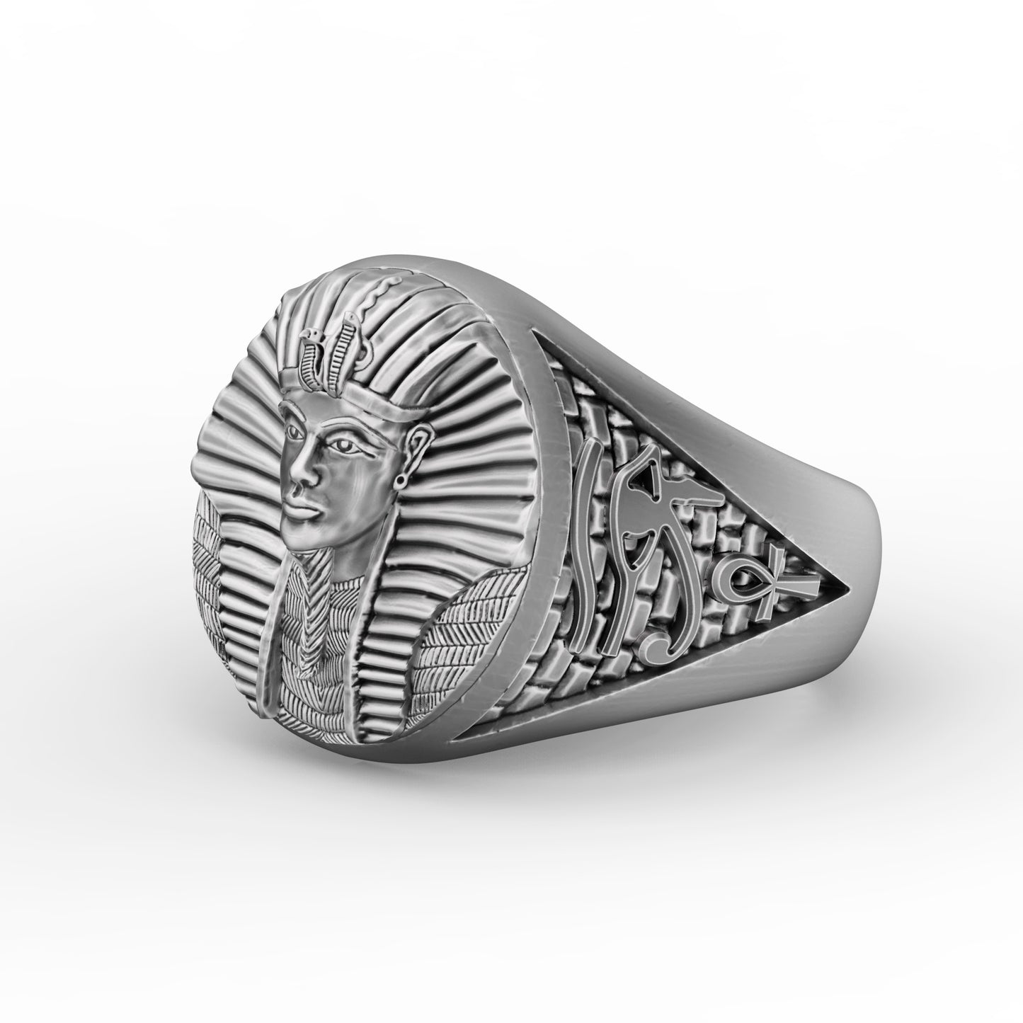 Tutanchamun Pharaoh, Ancient Egypt, Women's Round Top Ring Sterling Silver 925
