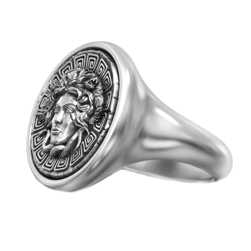 Gorgon’s Gaze Medusa Silver Signet Ring