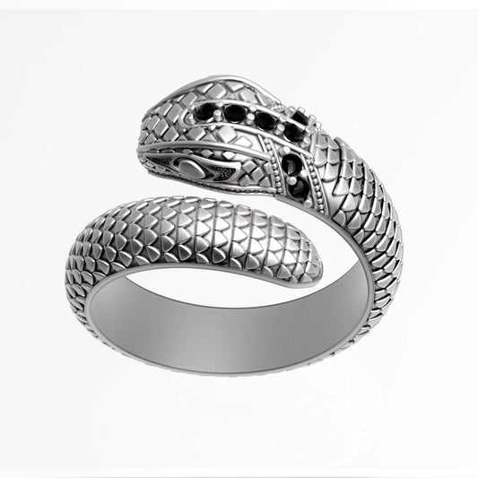 Adjustable Snake Ring – Sterling Silver Wraparound Serpent Ring, Snake Jewelry, Talisman Ring, Witchy ring