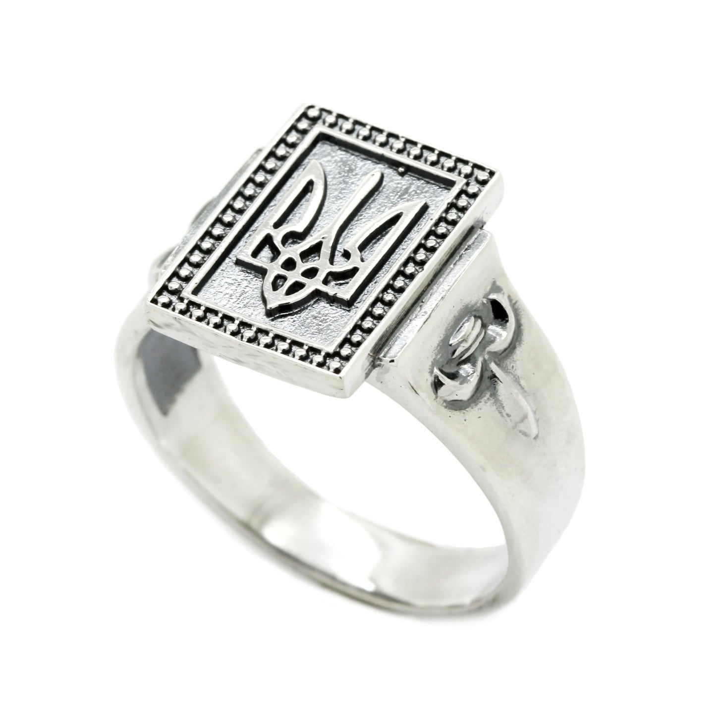 Ukrainian Trident Tryzub Symbol Ring – Silver 925 Patriotic Jewelry – Ukrainian Heritage Gift for Men and Women Signet Ring