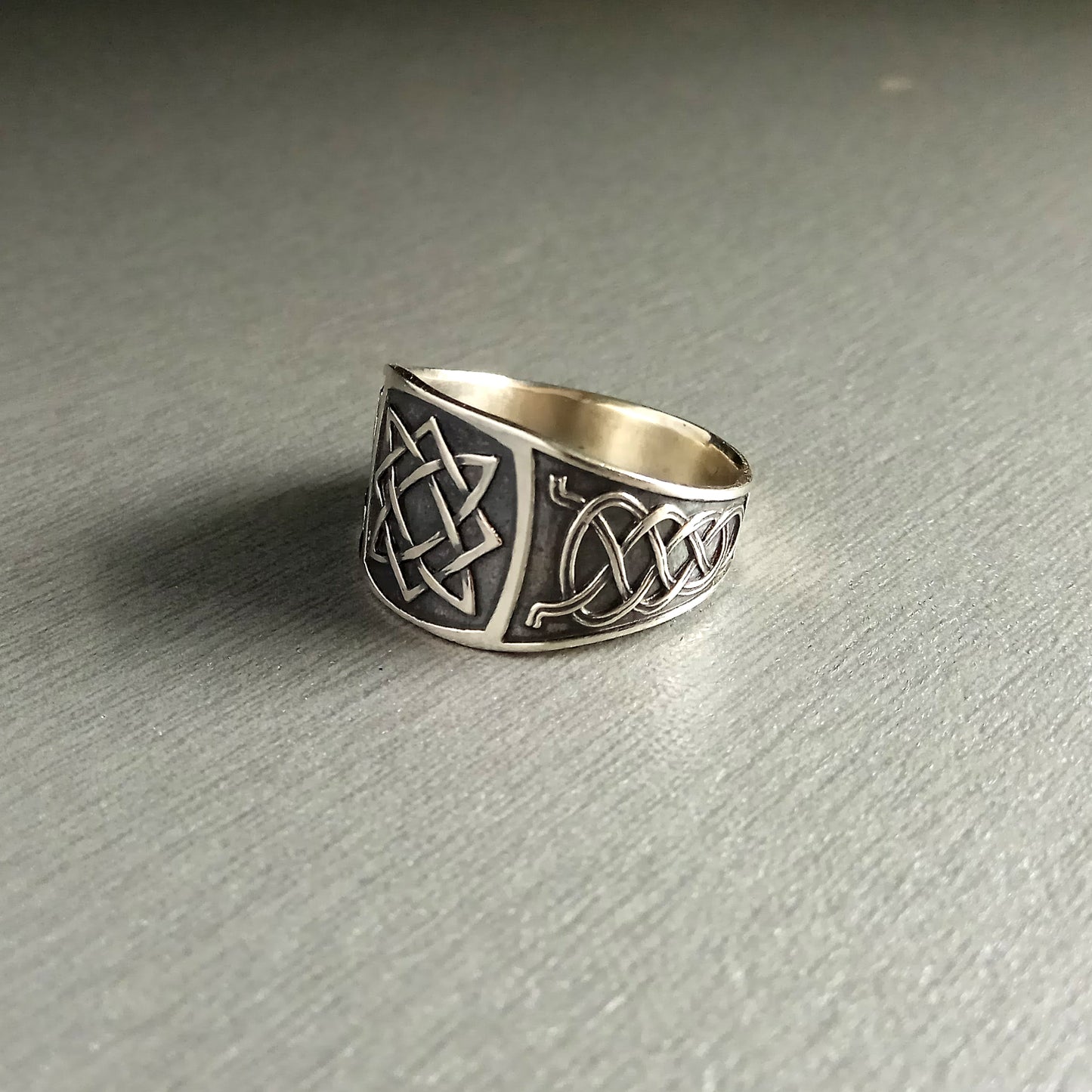 Anillo para hombre con símbolo eslavo cuadrado de Svarog, adorno étnico, plata de ley 925
