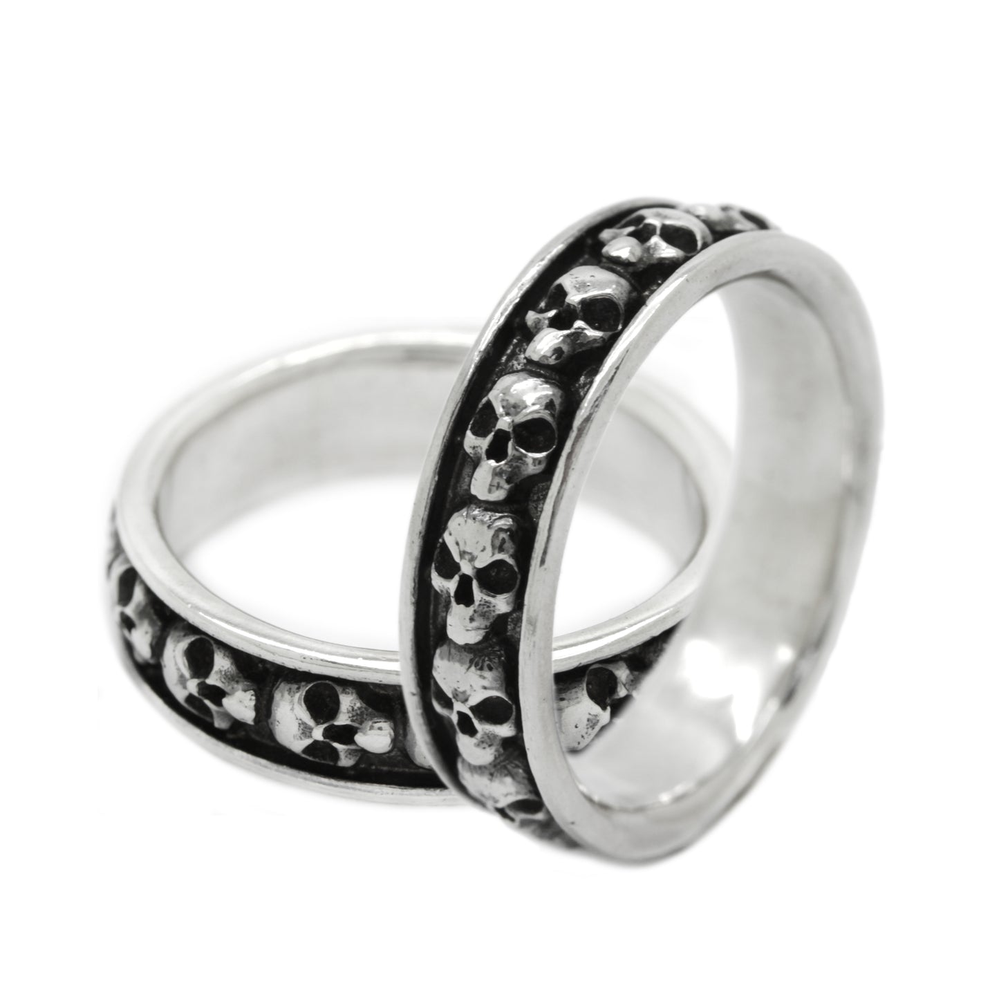 Love to Death-Kollektion, Totenkopf-Verlobungsring, kleiner Pinky-Unisex-Ring aus Silber 925