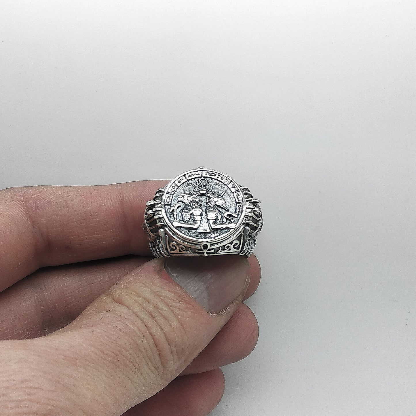 Götter Ägyptens, ein riesiger Mann, Sterlingsilber-Ring-Siegel