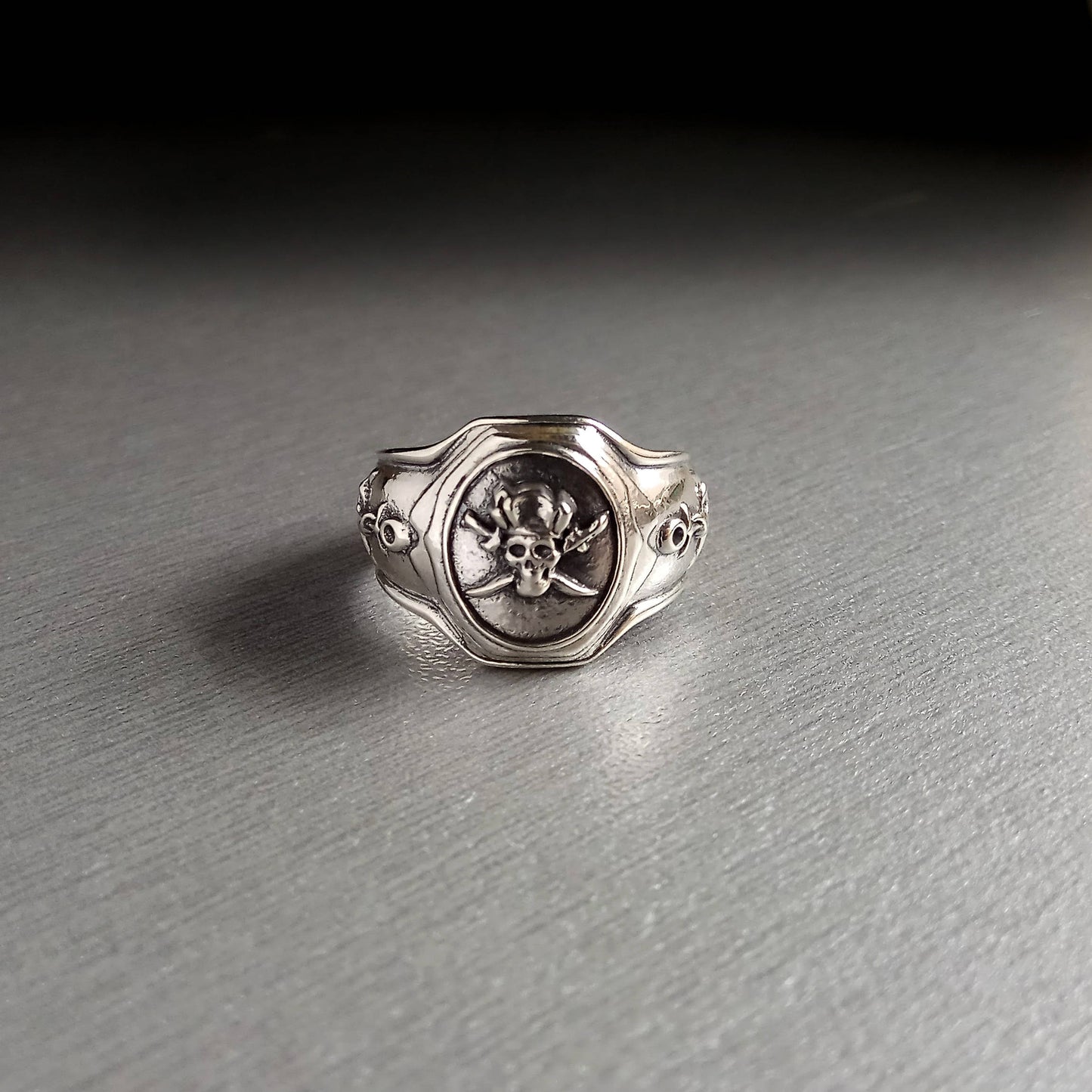 Anillo de calavera pirata, Santa Muerte, anillo de plata para hombre ancla de mar