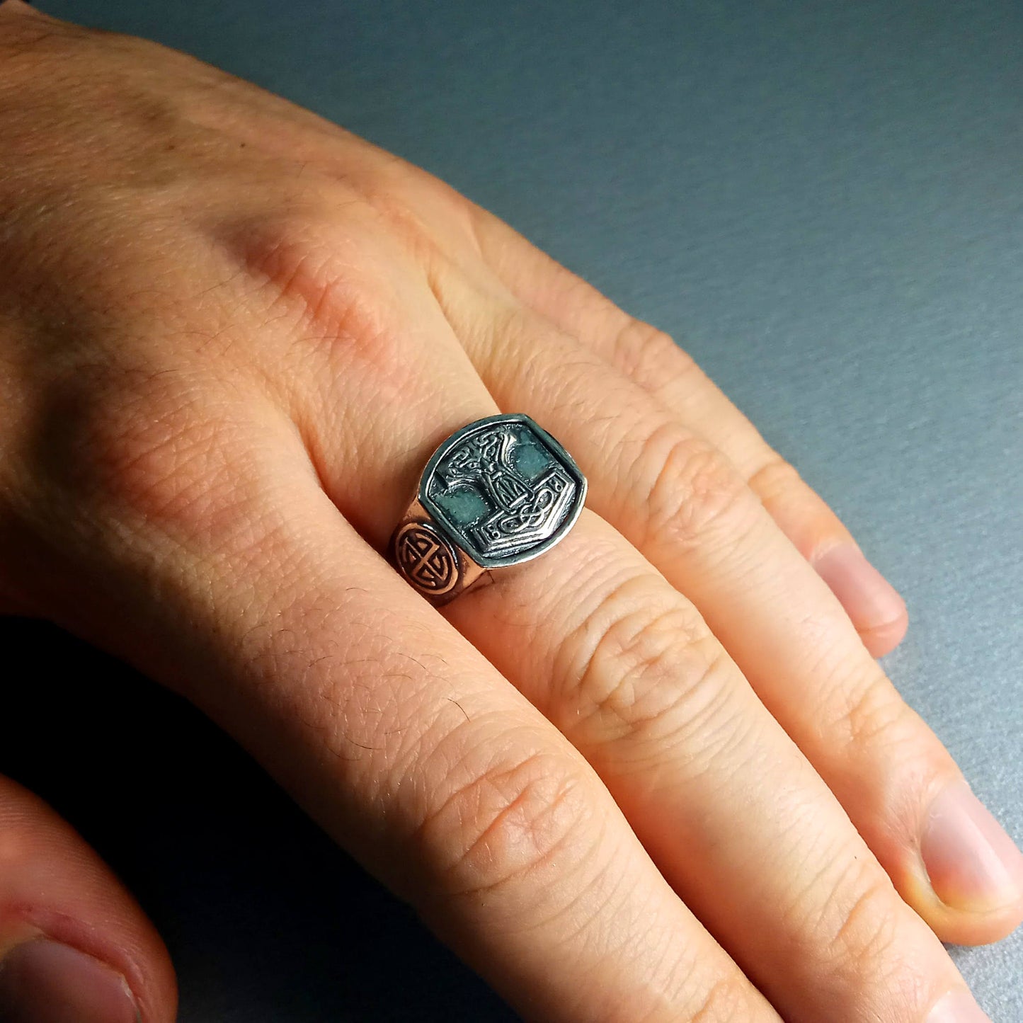 Thors Hammer Mjolnir Anillo Mjölnir Plata de Ley