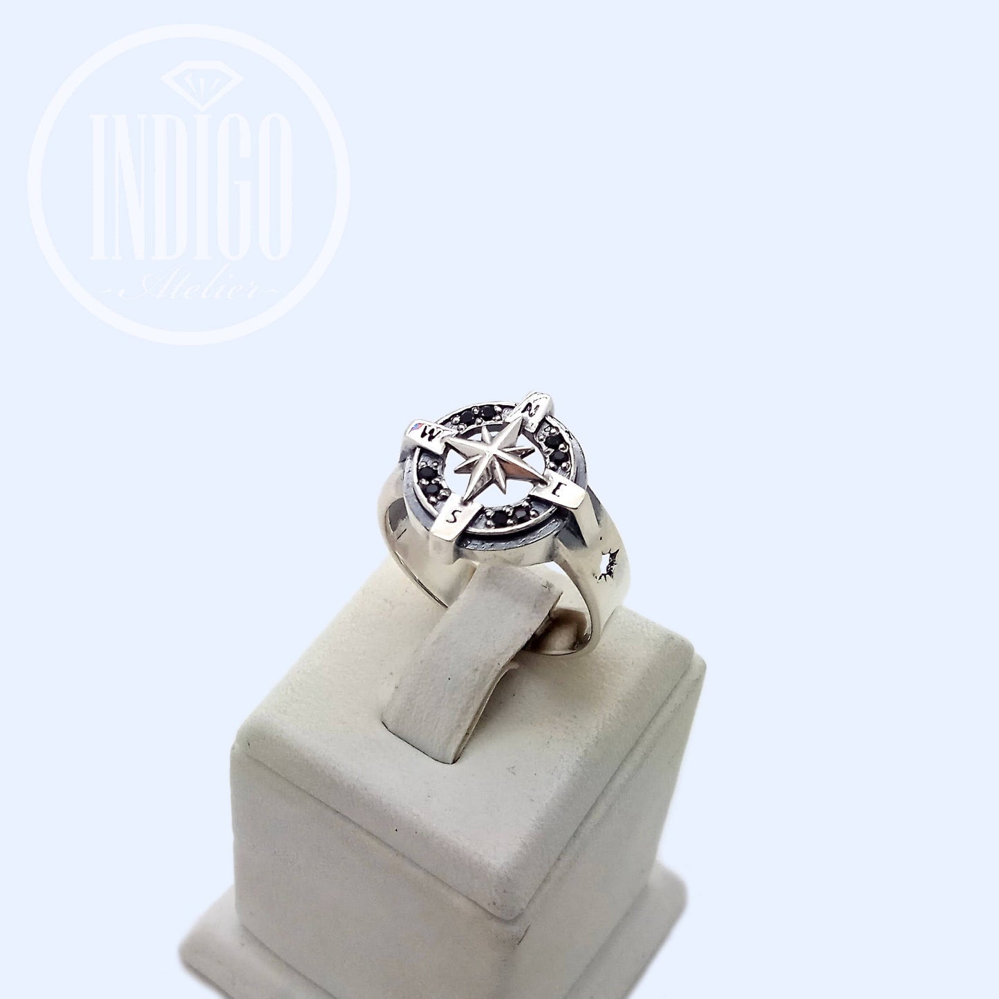 Wind Rose Compass Signet Ring Silver 925