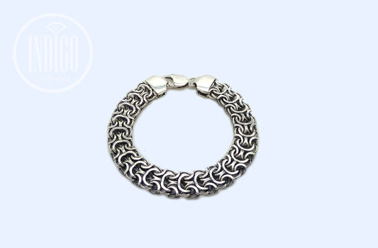Ramses - Huge Georgeous Flat Handcrafted Mens Bracelet Blackeded Sterling Silver 925