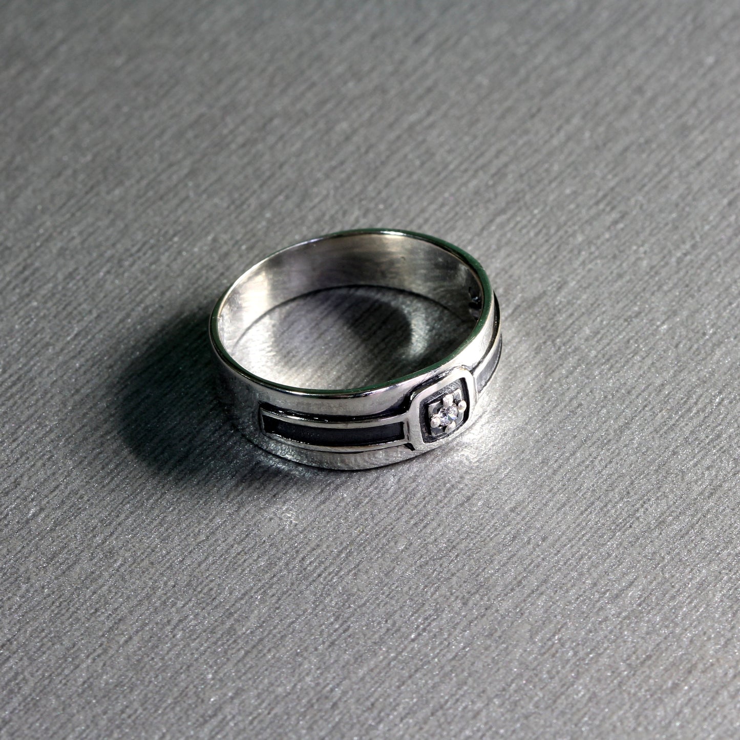 Herrenring mit Zirkon-Edelstein, Sterlingsilber 925