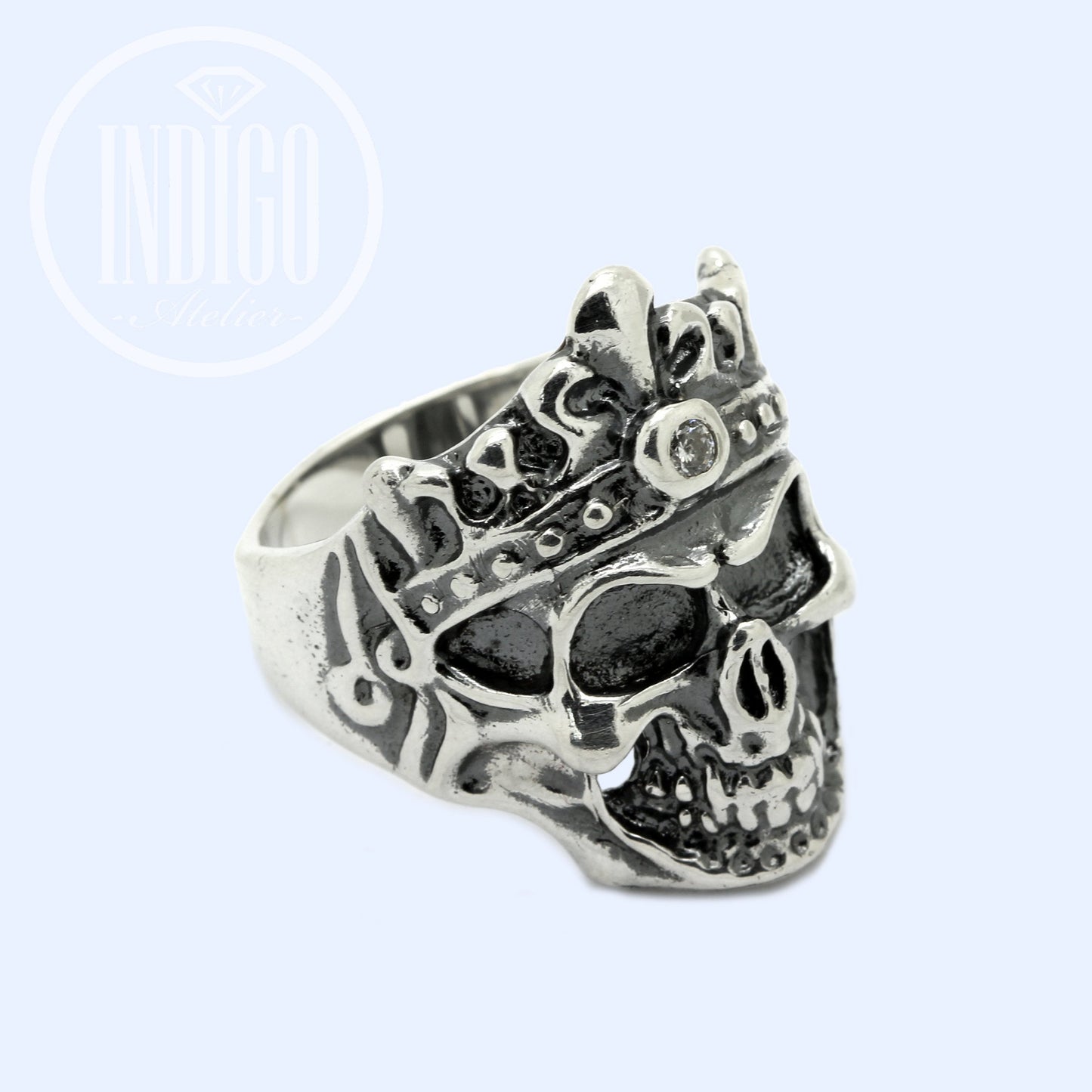 Anillo de plata 925 con calavera y corona para hombre