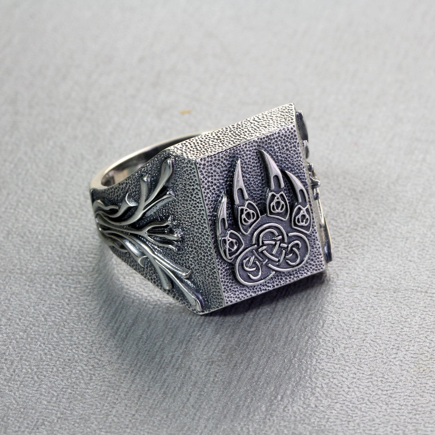 Anillo de lobo vikingo, garra de lobo, anillo de lobo para hombre, anillo de sello de plata de ley 925