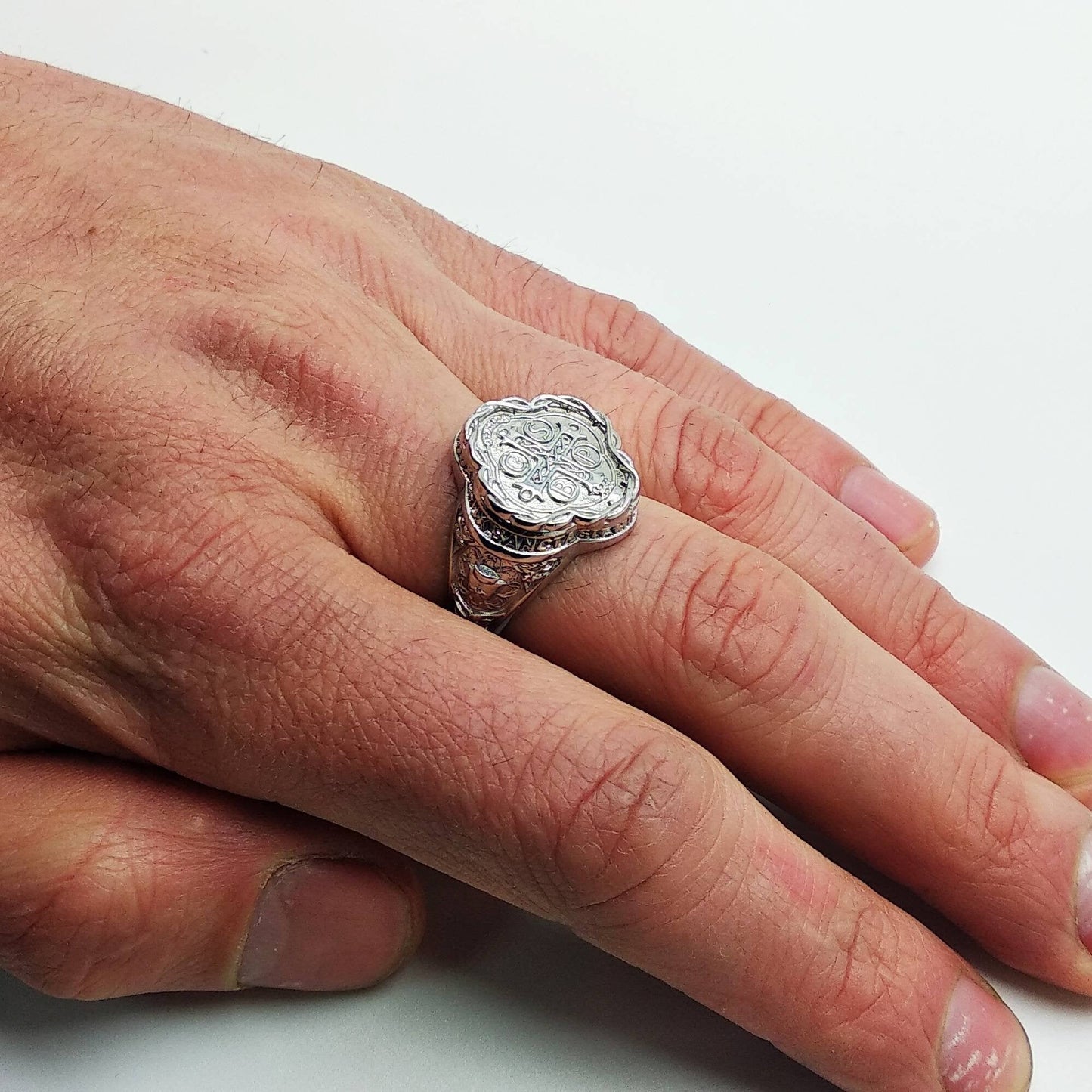Anillo católico de exorcismo con medalla de San Benito, Benoît Bagues, plata de ley, para hombre y mujer.