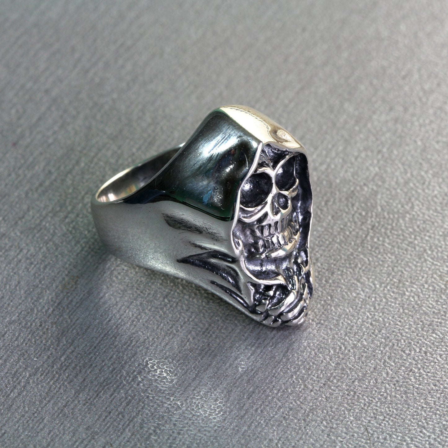 Santa Muerte Death Skull Men Ring Silver 925