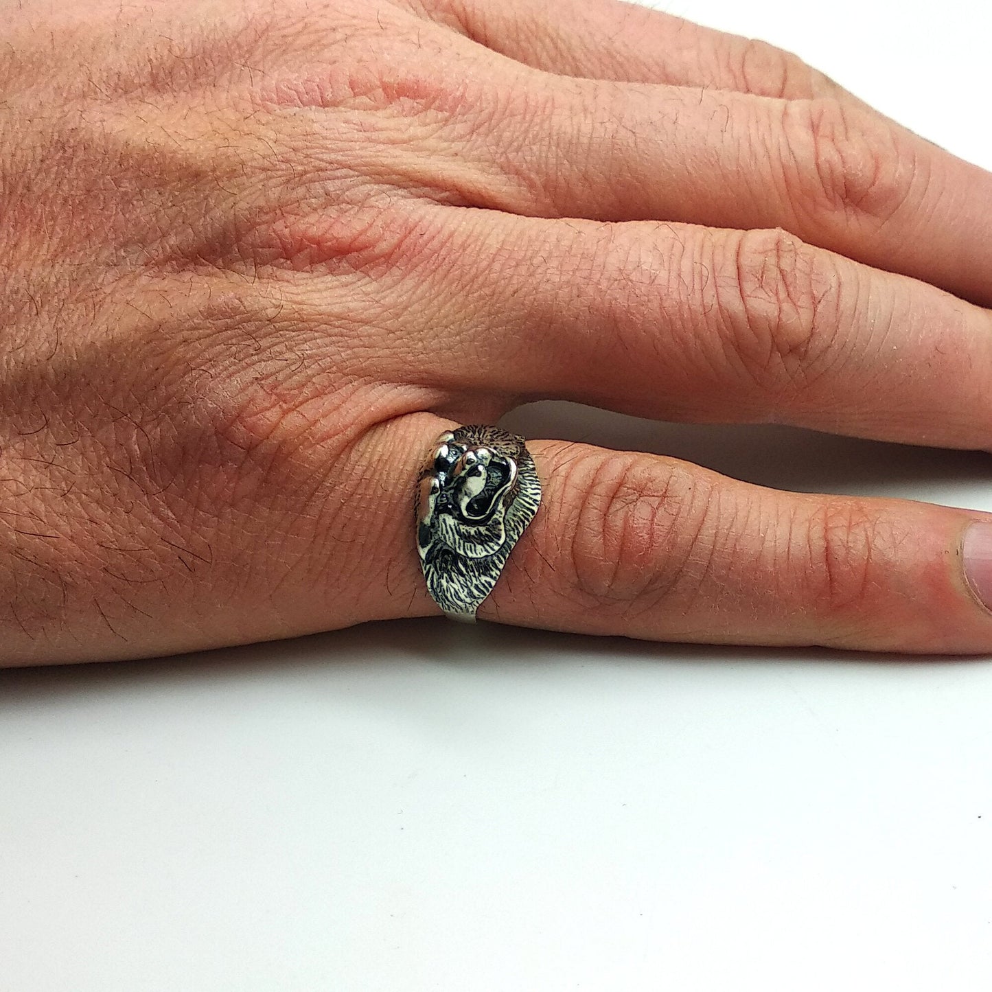 Anillo de hombre Pinky Wolf en plata de ley 925