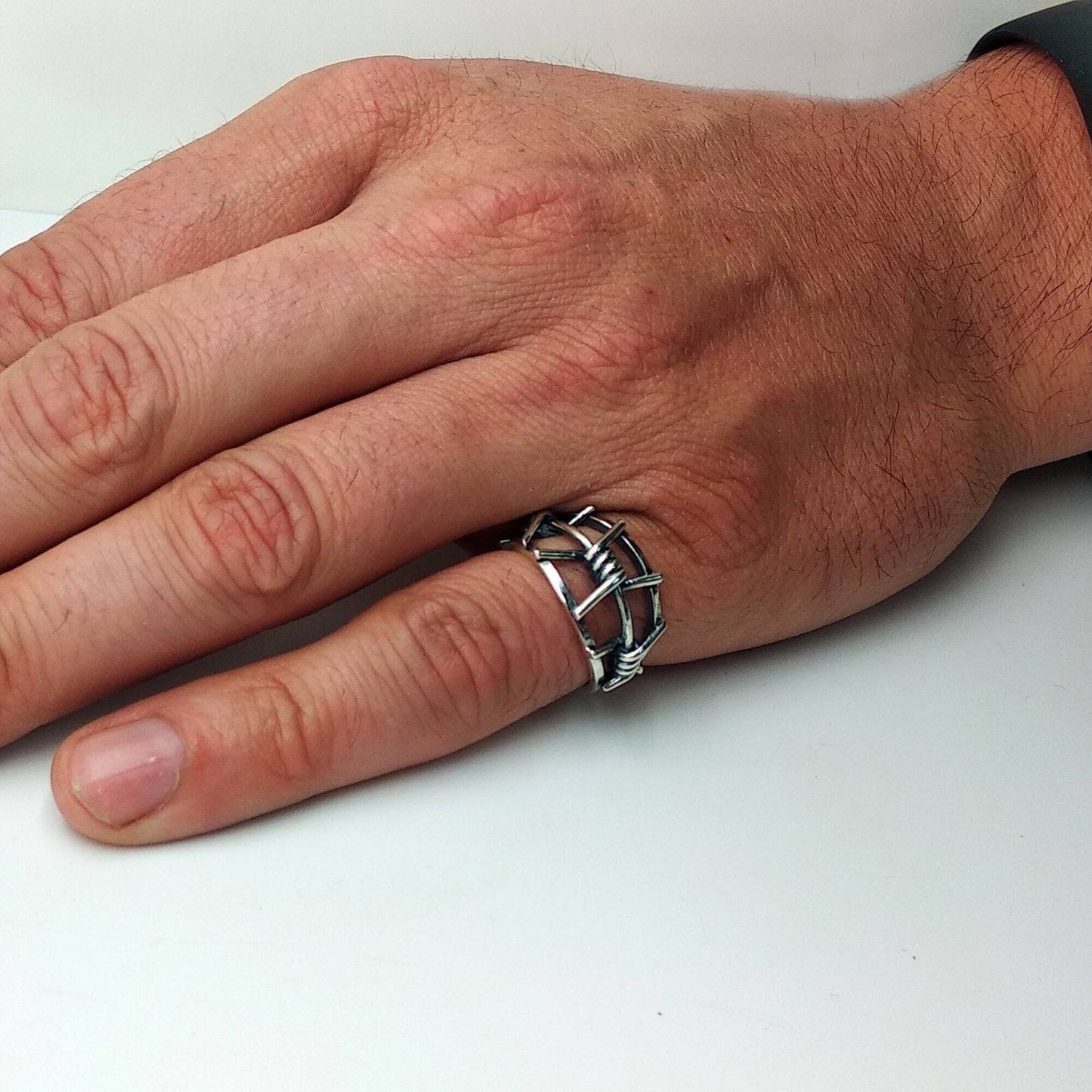 Stacheldraht Herrenring Sterling Silber 925