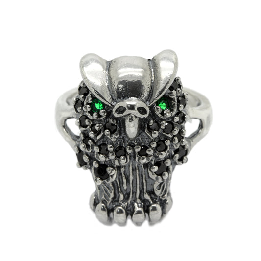 Eule Damen Ring mit Zirkonia Silber 925