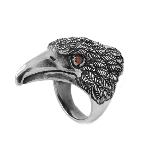 Huge Craw Ring Black Raven Silver 925