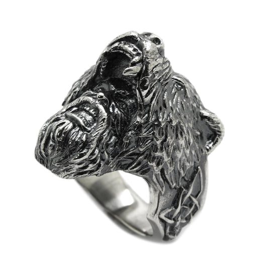 Berserk Warriors Viking • Medvědí maska • Obrovský pánský prsten • Sterling Silver 925