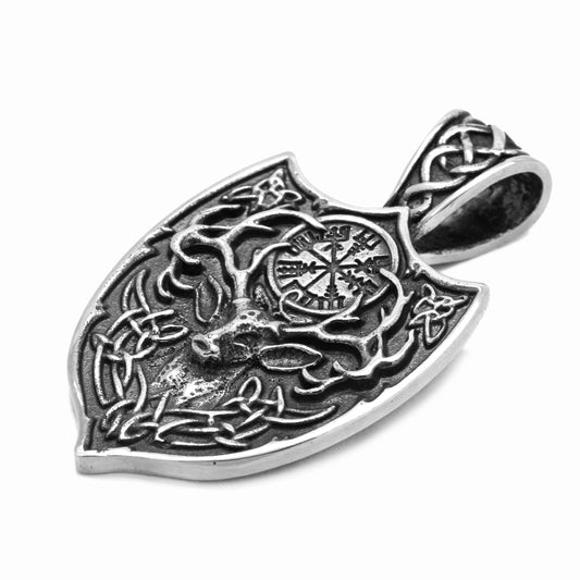 Deer with Runes Hunter's Sterling Silver Pendant