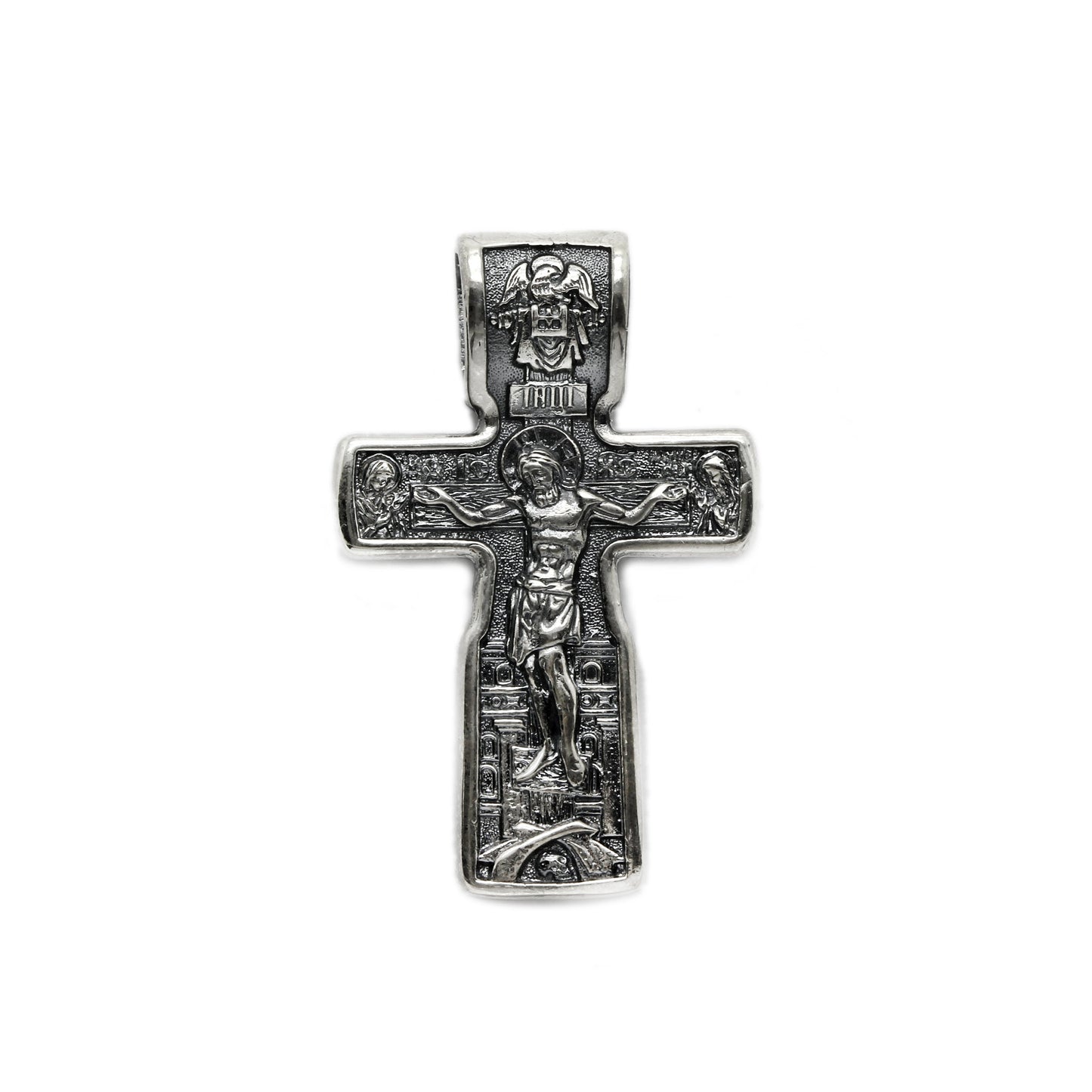 Colgante de cruz de Jesucristo para hombre, plata eslava antigua 925