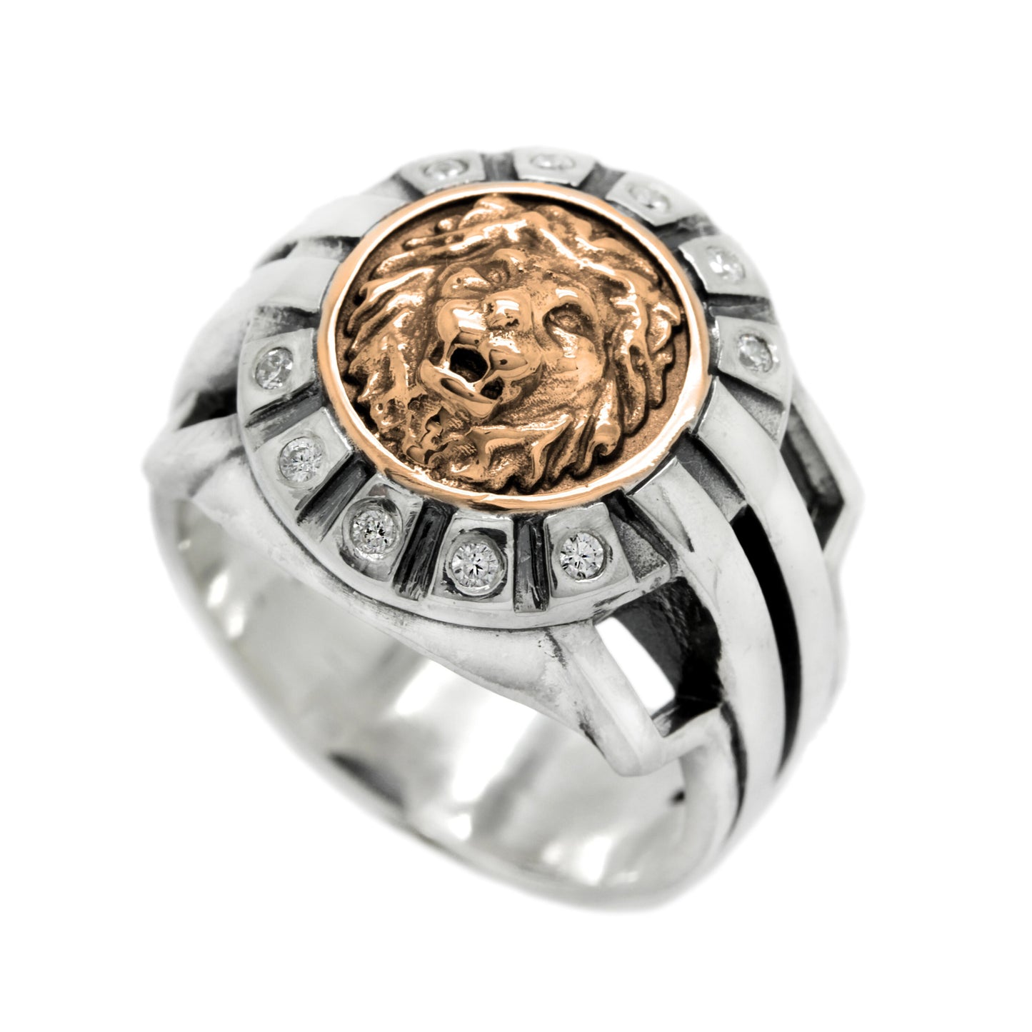 Anillo de hombre León con circonitas Plata 925