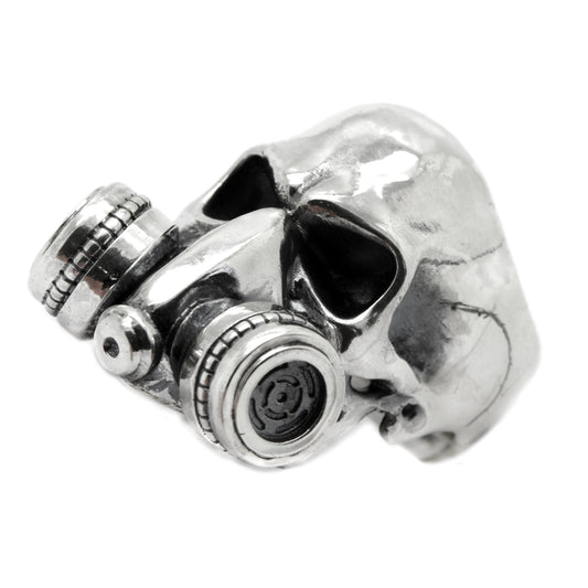Chernobyl Skull Huge Men's Ring Silver 925