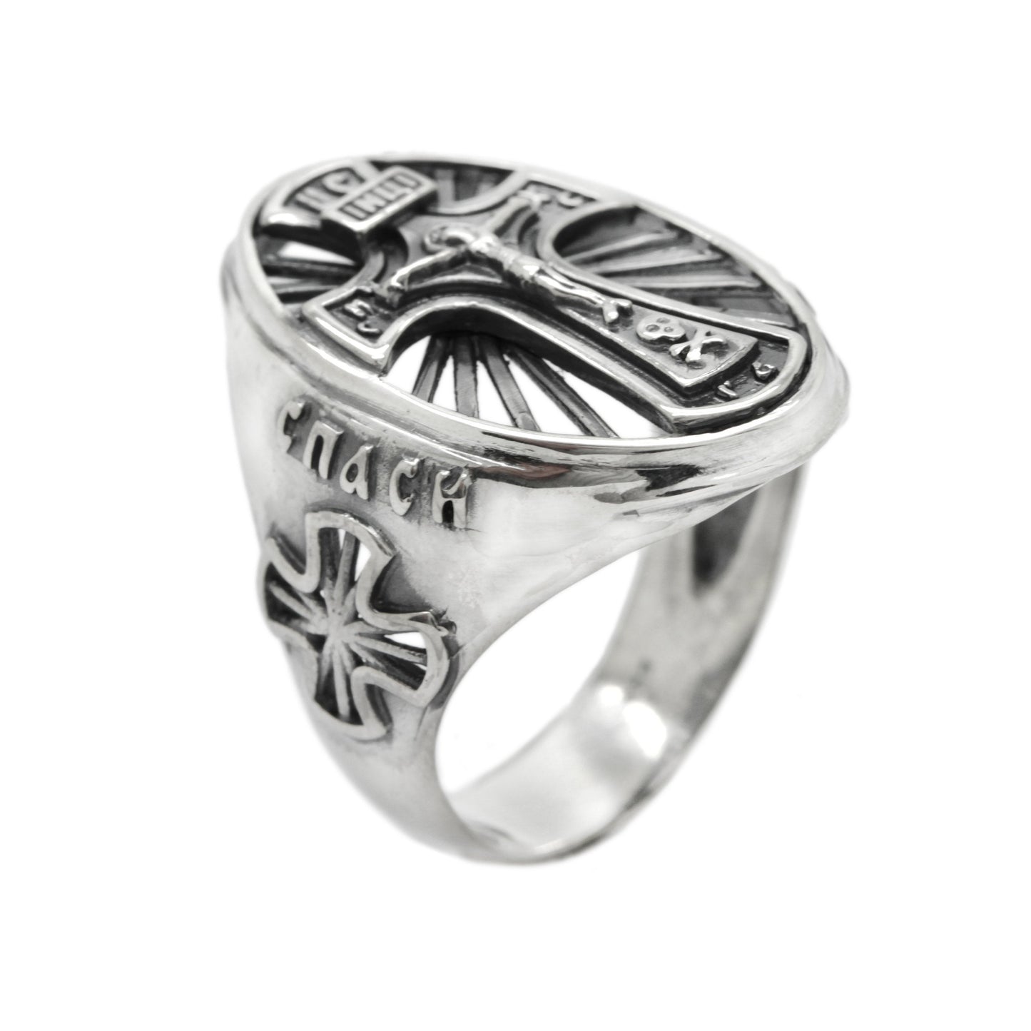 Anillo de hombre Jesucristo Bendice y Salva Plata 925