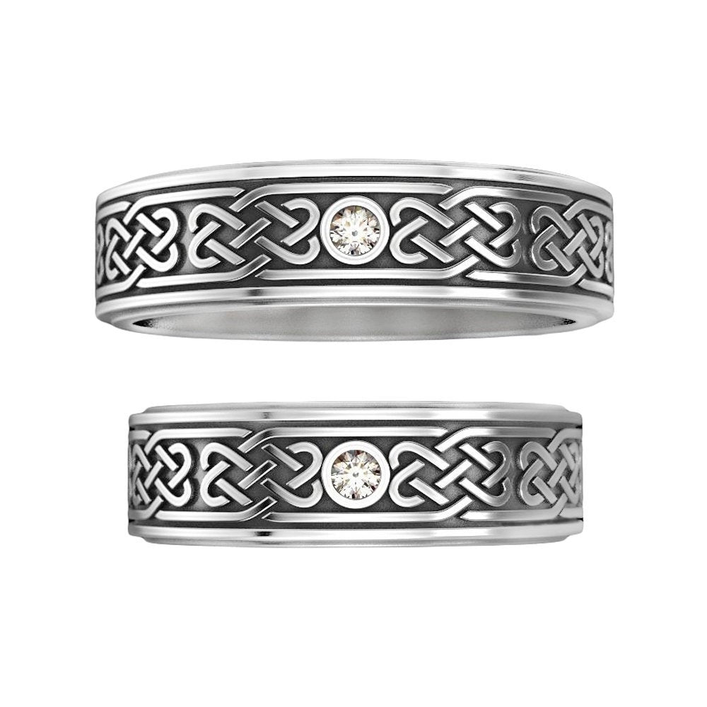Anillo de compromiso de plata de ley con adorno celta