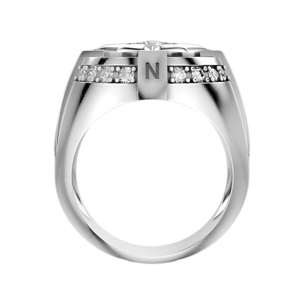 Windrose Herren-Siegel aus Silber 925 und Gold 14 Karat