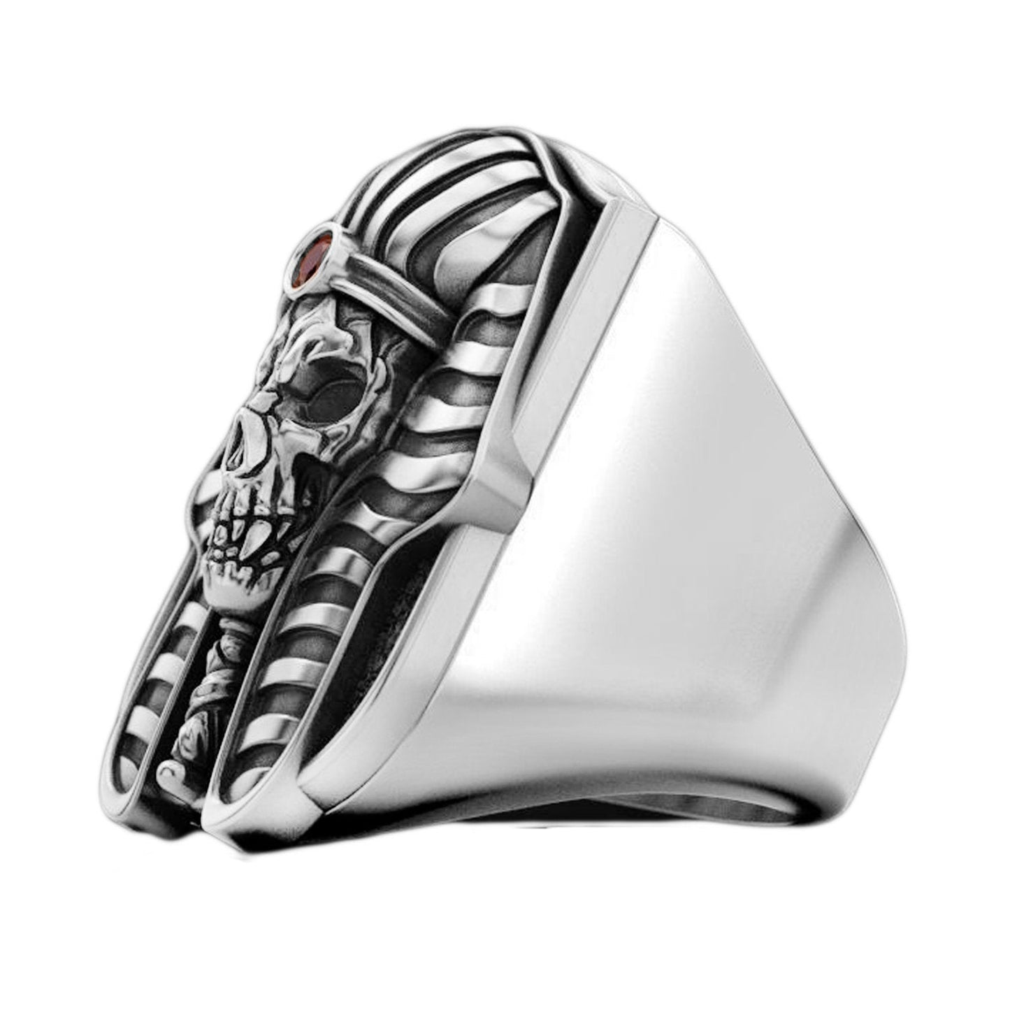 Pharao von Ägypten, Totenkopfmaske Herrenring Silber 925