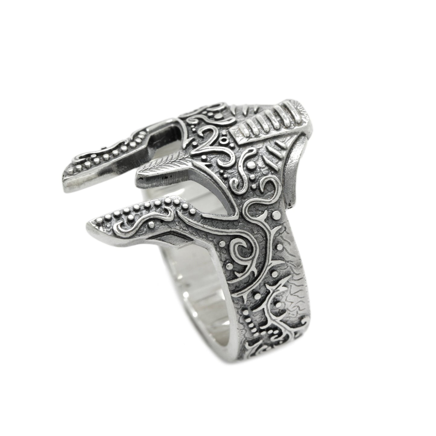 Anillo de plata 925 con casco de caballero griego para hombre