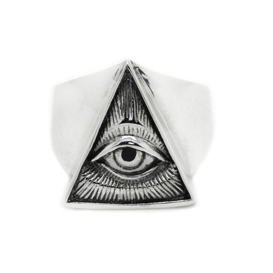 All Seeing Eye of God, Eye of Providence, Triangle Delta, Sterling Silver Ring