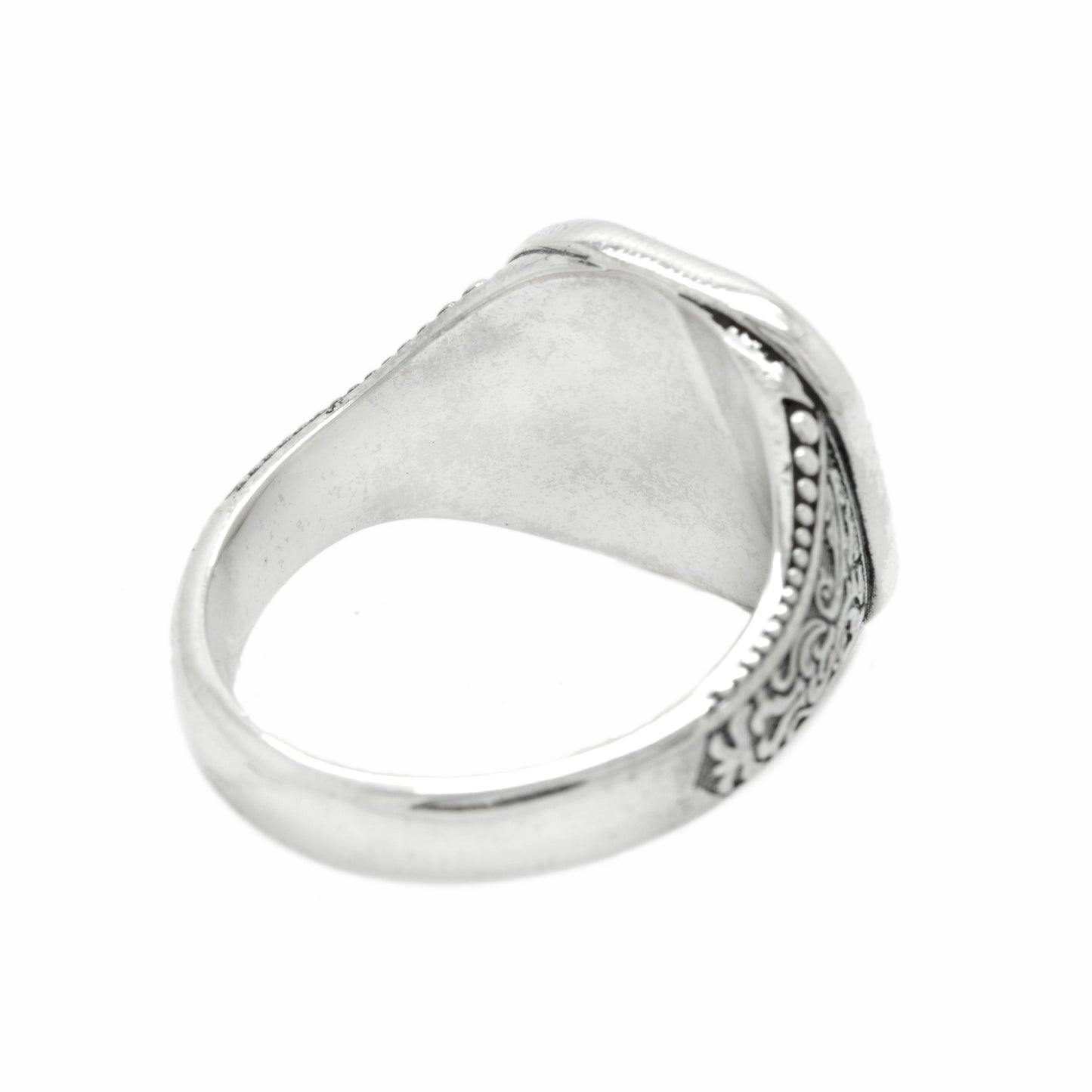 Anillo de plata de ley para hombre con cruz de oro medieval bizantina y estampado