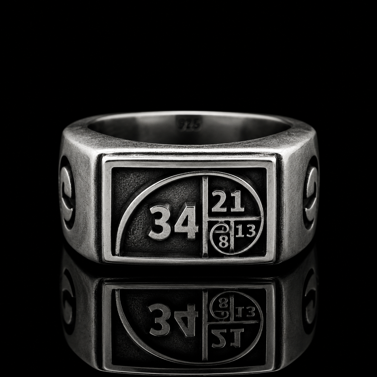 Signs • Symbols collection by Indigo Jewelry featuring a handcrafted oxidized sterling silver ring inspired by meaningful signs, symbolism and sacred proportions. Symbolic silver jewelry crafted with identity, meaning and timeless detail.