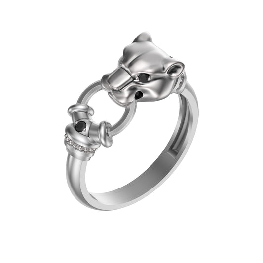 Panther Women's Ring Silver 925 with Zircons