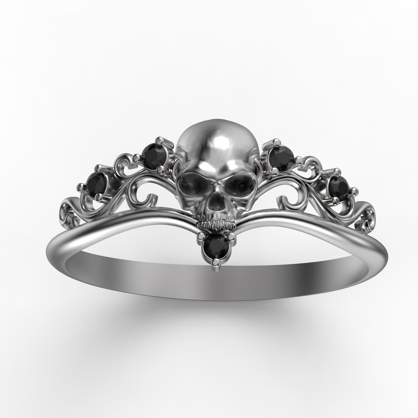 Gothic Totenkopf Verlobungsring, Totenkopf Ehering, Skelett schlichter Sterling Silber Ring