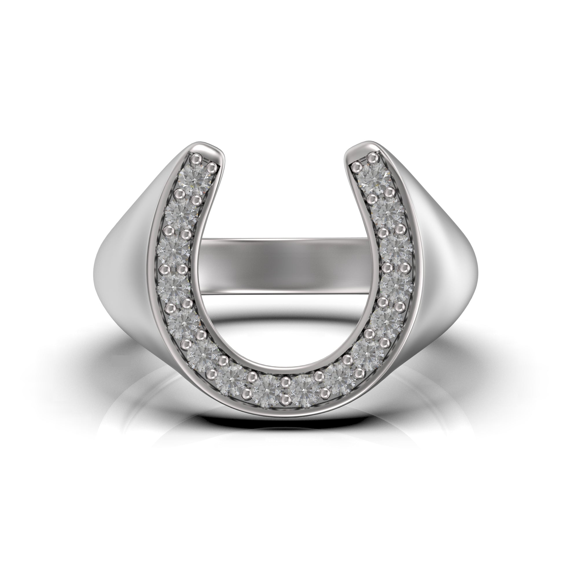 Horseshoe with Gemstones Unisex Ring Symbol of Luck