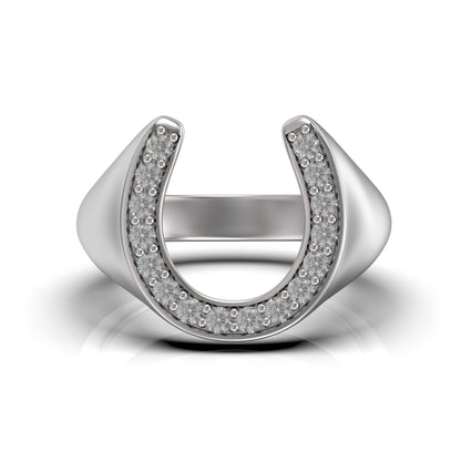 Horseshoe with Gemstones Unisex Ring Symbol of Luck