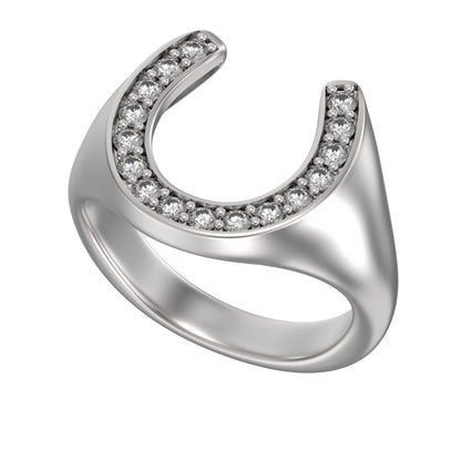 Horseshoe with Gemstones Unisex Ring Symbol of Luck
